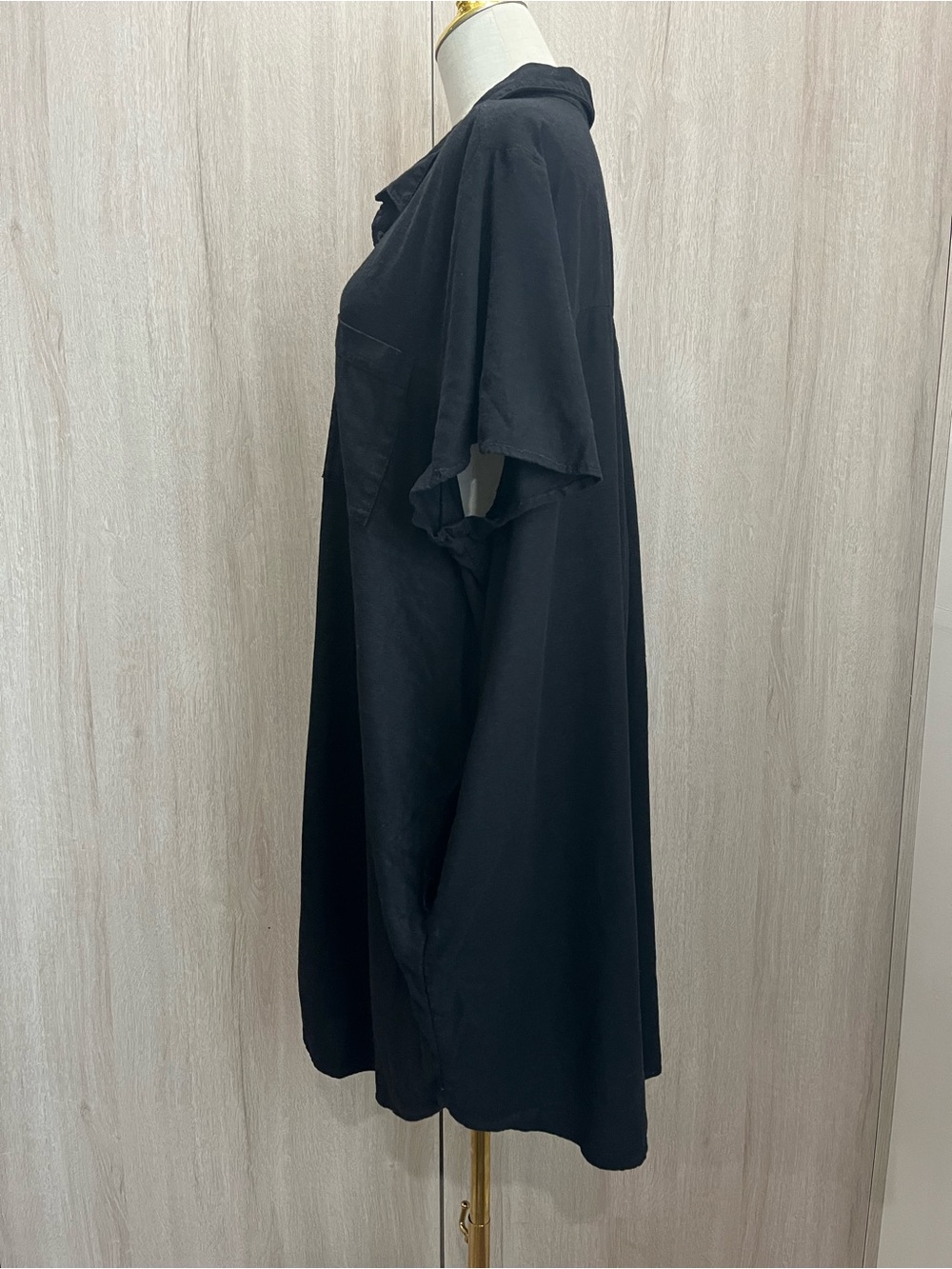 Old Navy Black Linen Blend Shirt Dress Tunic XXL Oversized Pocket - Picture 5 of 6